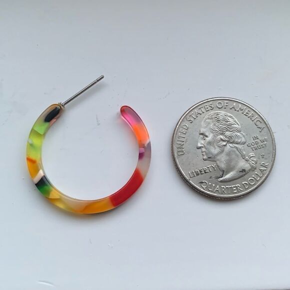 Colorful Swirled Marbleized Acetate Eco Unisex Hoop Handmade Men’s Earrings NEW - Picture 9 of 11